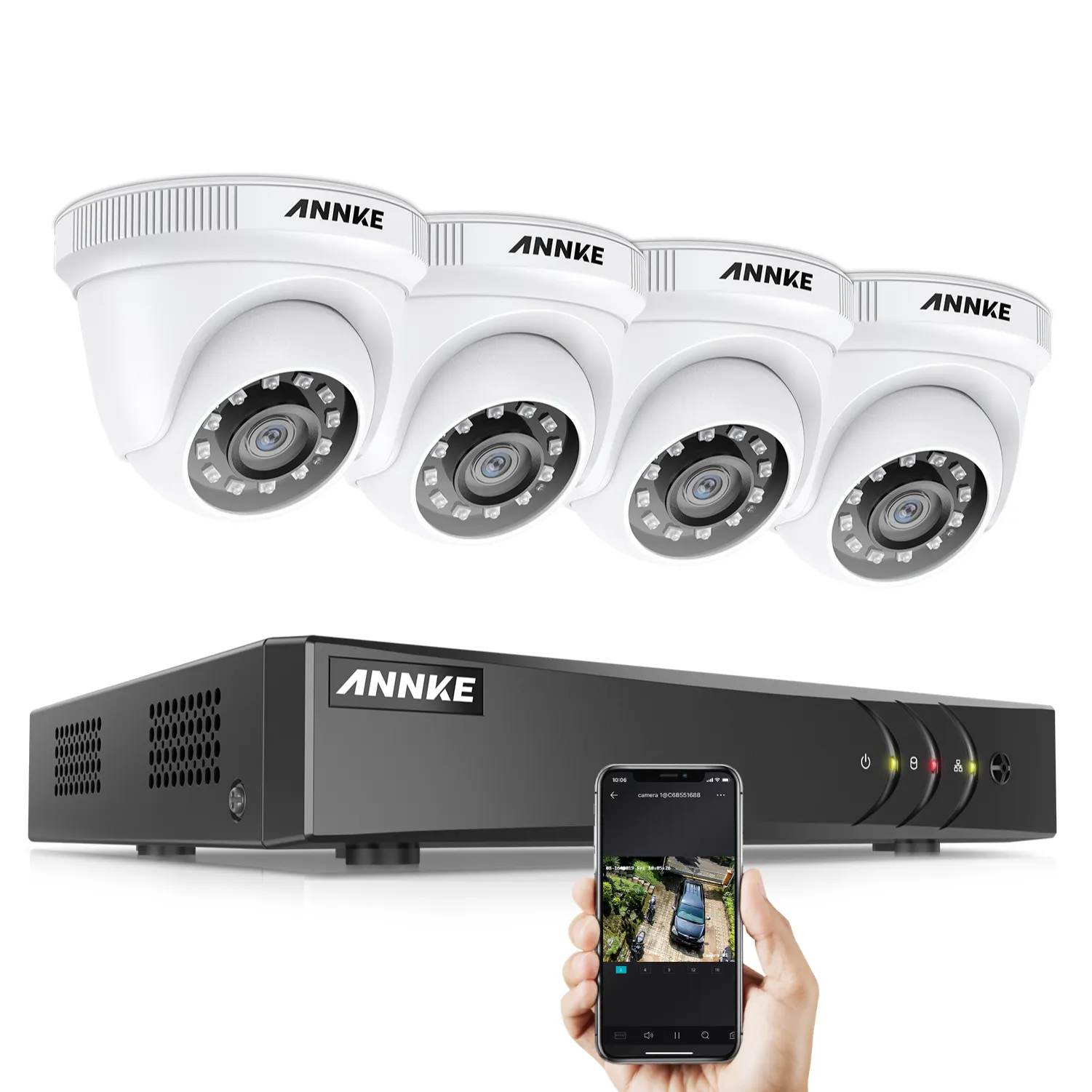 ANNKE-Grabador de vídeo digital de 5MP y 4 canales, sistema de cámara CCTV analógica AI con 4 cámaras de torreta IP66 de 2MP TVI IR