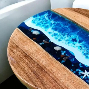 Table à manger rectangulaire moderne faite à la main en résine, design artistique pour les célébrations de mariage et d'anniversaire, imperméable, décoration de salon, décoration de la maison - Product Image 3