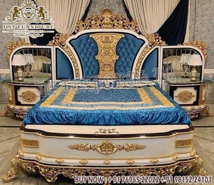 Italia Design Deep Curved Sleigh Bed Premium Quality Queen Size Cama de madera de teca Cama tamaño Queen Fabricado por DST EXPORTS - Product Image 5