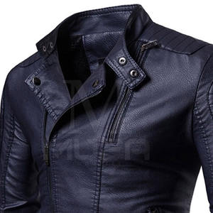 Chaqueta de cuero de piel de vaca de Color sólido de diseño personalizado para hombre, cortavientos de estilo callejero con cuello levantado para ropa de calle o trabajo - Product Image 5