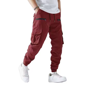 Pantalon cargo multi-poches de haute qualité pour hommes, logo personnalisé, couleur unie, pantalon cargo de sport, pantalon pour hommes - Product Image 4