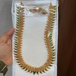 Conjunto de collar chapado en oro de diseño exclusivo pulido antiguo de calidad superior simple con pendientes para boda para mujer - Product Image 1