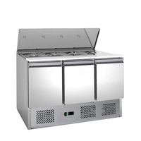 Réfrigérateur-congélateur de comptoir à double porte pour salades, pizzas, méga-bar, sandwichs, table de préparation