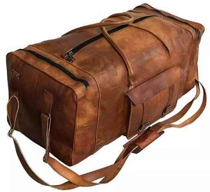 Luxury Casual Sport Genuine Crazy Horse Leather <b>Weekender</b> Duffel Bag for Men Travel Fashion Durable Business Trip - Product Image 1