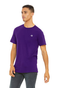T-shirt pour homme à manches courtes en coton 100% violet, col rond, uni, coupe classique, respirant, fabrication de vêtements OEM - Product Image 2