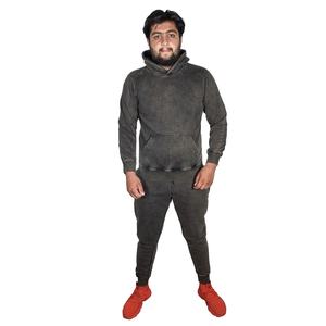 ชุดวอร์มผ้าฝ้ายแบบสวมหัวสีดำซักได้ใหม่ชุดออกกำลังกายผ้าฝ้ายขนแกะธรรมดา100% ขนาดสบายขายดีที่สุดสำหรับผู้ชาย - Product Image 1