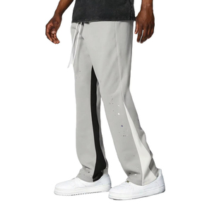 Men's Custom High Quality Cotton Flared Jogger Track Pants Patchwork <b>Elastic</b> Waistband Men Stacked Flare Sweatpants Men - Product Image 3