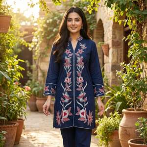 Ensemble coordonné pour femme Dhwaja Export, 3 couleurs, tissu en rayonne lourd, broderie, style décontracté, séchage rapide, toutes saisons, tailles M (38 pouces) - Product Image 5