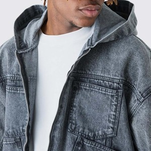 Sudadera con Capucha para Hombre, Estilo Urbano, con Cremallera Completa, 100% Algodón, Felpa, Talla Grande, Estampado Sólido, Hombros Caídos, Ropa de Invierno - Product Image 4