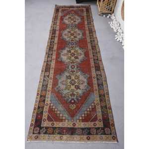 Alfombra ecológica de lana Vintage rojo azul 2,8X9,6 pies Patchwork comedor Rectangular entrada pasillo verano cabecera nuevo modelo - Product Image 1