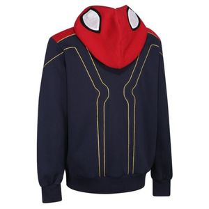 Sudadera con Capucha y Cremallera de Spider-Man para Hombre, Diseño Casual con Estampado de Personaje y Máscara Facial Completa, Corte Regular, Ideal para Otoño, en Rojo y Azul Marino - Product Image 4