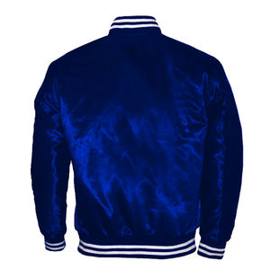 Chaqueta de satén de manga larga dorada para hombre con logotipo bordado parcheado de chenilla del equipo de baloncesto personalizado directamente de fábrica - Product Image 4