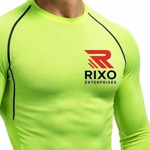 Camiseta Deportiva de Compresión para Hombre, de Alta Calidad, Personalizable, de Secado Rápido, Transpirable, Manga Larga, Cuello Redondo, Spandex/Algodón, para Gimnasio - Product Image 6
