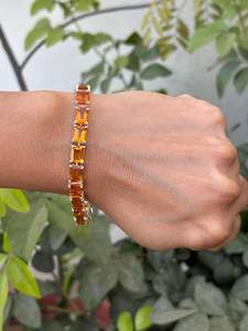 Honey Citrine Tennis Bracelet For <b>Women</b> 925 Sterling <b>Silver</b> Emerald Cut Natural Gemstone Elegant Jewelry Gift For Her - Product Image 5