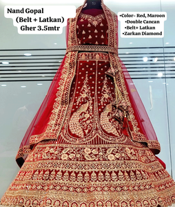 Exclusivo elegante novia boda Lehenga Choli Dupatta conjuntos vestido de baile silueta con bordado decoración de talla grande característica - Product Image 2