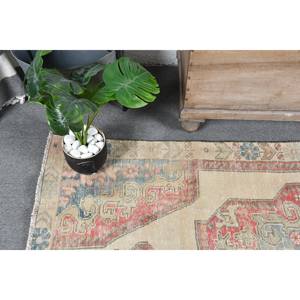 Alfombra turca Vintage de 4x6 pies, Beige, roja, clásica, gran área de lana, diseño de salas de retazos abstractos, látex de 10mm para adolescentes - Product Image 2