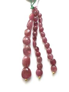 พลอยทัวร์มาลีนสีชมพูธรรมชาติ แบบเรียบ 3 เส้น สำหรับทำเครื่องประดับอัญมณี - Product Image 4