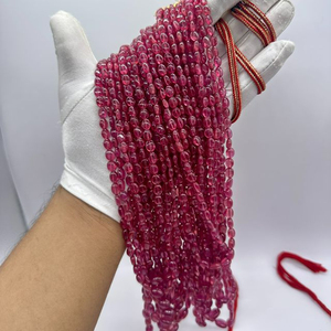 4-8mm Tourmaline rose perles ovales à facettes pierre naturelle en vrac pour bijoux - Product Image 1
