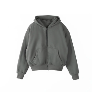 Prix de gros nouvelle mode 500 GSM French terry sweat à capuche pour hommes pull à capuche une pièce vintage lavage à l'acide sweat à capuche zippé - Product Image 2