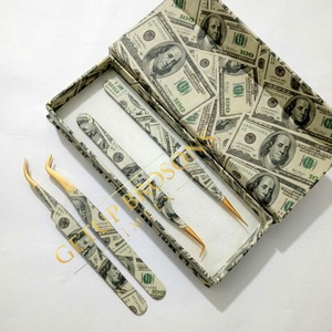 Pince à épiler en acier inoxydable de haute qualité, 10 mm, à pointe lisse, avec revêtement en papier, pointe dorée, logo personnalisé, instrument de beauté - Product Image 2