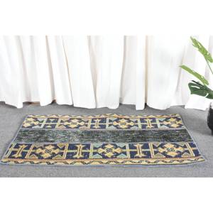 Vintage Turkish <b>Rug</b> 17' X 31' Handmade <b>Boho</b> Style Yellow Black Patchwork Design for Bedside Wool Material with Latex Backing - Product Image 2