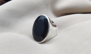 925 Sterling Silver Black Onyx Ring | Oval Faceted Gemstone Bezel Setting | Handmade Rhodium Plated Bohemian Leaf Floral Design - Product Image 4