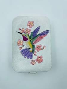 Customized Velvet Wood Fabric Jewelry <b>Box</b> Bird Rectangular Design Hand Beaded Embroidered Customized Color Size Storage - Product Image 2
