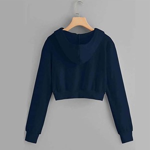 Fashion <b>Cropped</b> Hoodie for Women Zip-Up Hooded Sweatshirt Modern Casual Streetwear <b>Top</b> - Product Image 3