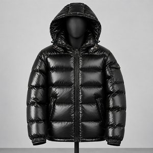 Doudoune brillante pour homme, légère, parka d'hiver à capuche zippée, manteau matelassé pour le ski et les loisirs - Product Image 1