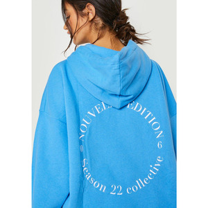 Sudadera con capucha bordada de gran tamaño Beige para mujer, Jersey sólido ligero, cuello redondo, sudadera gruesa y cálida para Invierno para mujer - Product Image 4