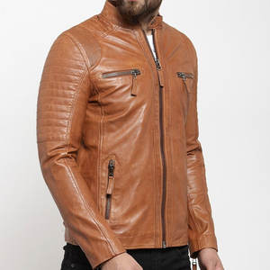 Veste en cuir grande taille pour hommes, vêtements d'hiver, Veste en cuir de motard à prix réduit, Veste en cuir à la mode coupe ajustée - Product Image 2