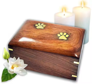 Urne de crémation en bois écologique pour animaux de compagnie Urnes décoratives en bois de 200 pouces cubes Urnes funéraires pour animaux de compagnie gravées en cœur et au look chic - Product Image 6