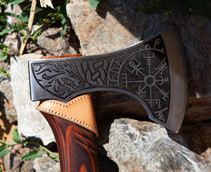 2025 Customized Handmade Viking <b>Axe</b> with <b>Wood</b> Handle and Steel <b>Axe</b> Head Industrial Grade for Camping Whole Sale Pizza <b>Cutting</b> - Product Image 3