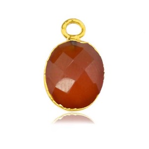 Dije de Piedra Preciosa de Cornalina Ovalada Facetada, Chapado en Oro, con un Solo Argolla (8x10mm), Joyería - Product Image 6