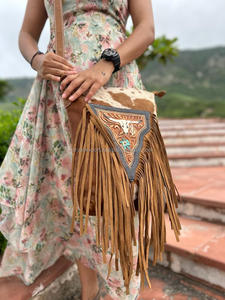 ใหม่จริงToolled Cowhideขนสัตว์หนังFringeกระเป๋าถือสไตล์ร้อนขายกระเป๋าผมบนซ่อนVINTAGE Bohemianกระเป๋าอินเดียสําหรับสตรี - Product Image 2