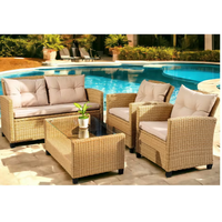 Ensemble de salon Mora en rotin tressé, mobilier moderne pour restaurant extérieur, tabourets, chaises, coussin de table 5 cm/230 g, Vietnam