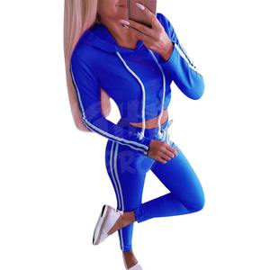 Trajes de jogging para mujer Slim Fit Algodón Sin marca Crop Top Etiqueta privada Mujeres 2 piezas Tech Fleece Chándal Set - Product Image 5