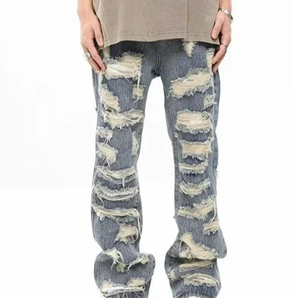 Pantalons évasés longs et respirants pour femmes, taille plus, design personnalisé, effet usé, prix imbattable pour l'hiver et le printemps - Product Image 4