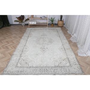 Tapis turc vintage, grand tapis de 5,7 x 9,9 pieds, tapis blanc à pois - Product Image 1