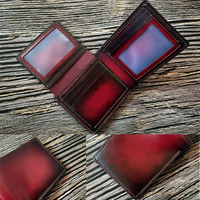 Porte-cartes en cuir rouge fait main, long, pour homme, avec fil ouvert, orné de surpiqûres noires, couleur personnalisée, cadeau personnalisé