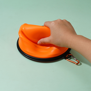 Sıcak satış özel 2-in-1 katlanabilir silikon hayvan mama kabı katlanabilir kedi köpek maması su besleme seyahat çanaklar plastik su şişeleri - Product Image 5