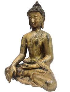 หัตถกรรมอินเดียคุณภาพสูงโบราณสําเร็จรูปทองเหลืองพระพุทธรูปประติมากรรมด้วยเทคนิคการหล่อ 4 สีพุทธศาสนาทิเบต - Product Image 4