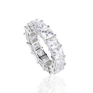 Fashion 925 Sterling <b>Silver</b> Princess Cut D Color Vvs Diamond Moissanite Eternity <b>Ring</b> GRA Certified Wedding Gift for Women <b>Men</b> - Product Image 1