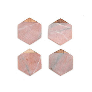 Dessous de verre octogonal en granit de luxe avec dessous de verre en bois, fait à la main, hexagonal, tasse à thé, meilleure qualité, à bas prix - Product Image 1