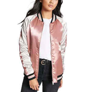 Blouson universitaire en satin personnalisé pour femme, zippé, décontracté, respirant, coupe-vent, écologique, hiver, vente en gros - Product Image 1