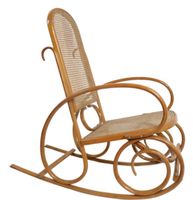 Fauteuil à bascule en bambou écologique pour l'extérieur, fonction massage, repose-pieds rétractable, design mobile, style mid-century moderne pour balcon