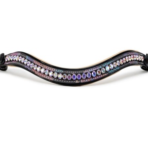 Cadena de diamantes de cristales redondos multicolor personalizada, banda de ceja de caballo de cuero acolchado con incrustaciones de canal vacío en tamaños completos de mazorca - Product Image 2