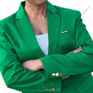 Blazer élégant pour femme en laine rose uni anti-rides, broderie 3D, boutons dorés, détails tissés, col en V, longueur régulière, poches - Product Image 5