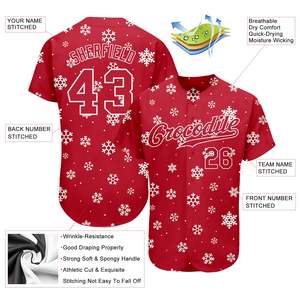 El mejor proveedor de la fabricación Jersey de béisbol auténtico rojo oro-blanco DE LA Navidad 3D para unisex - Product Image 3