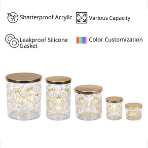 [Holar] Contenedores de almacenamiento de alimentos acrílicos con tapa dorada diseñada con círculo irrompible hermético hecho en Taiwán con impresión dorada - Product Image 3